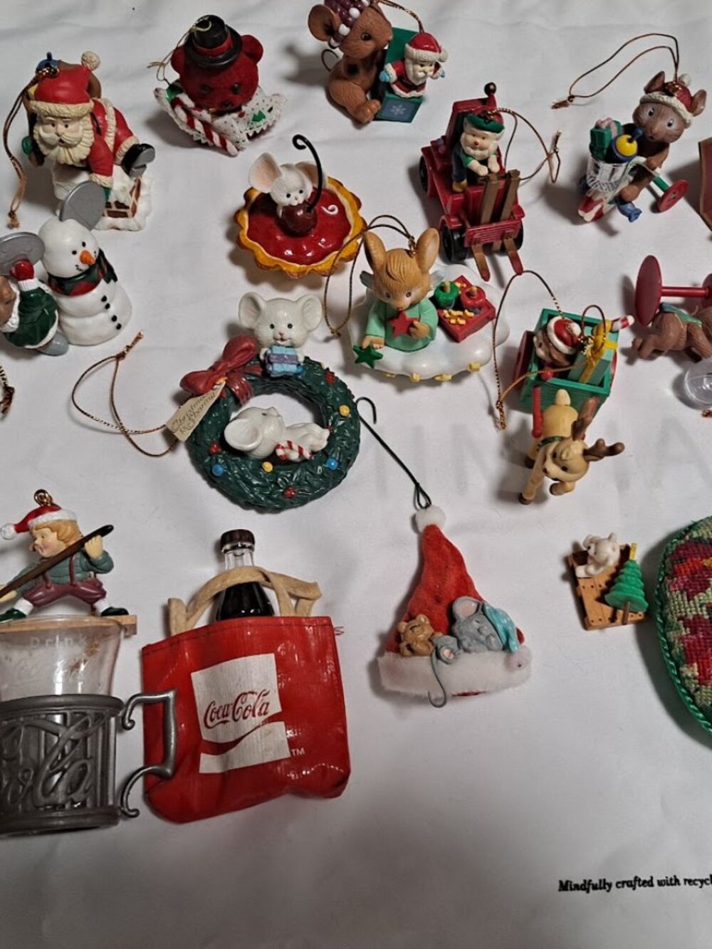 Vintage Mixed Lot of 18 Christmas Ornaments Hallmark, Coca-Cola, Lustre Fame